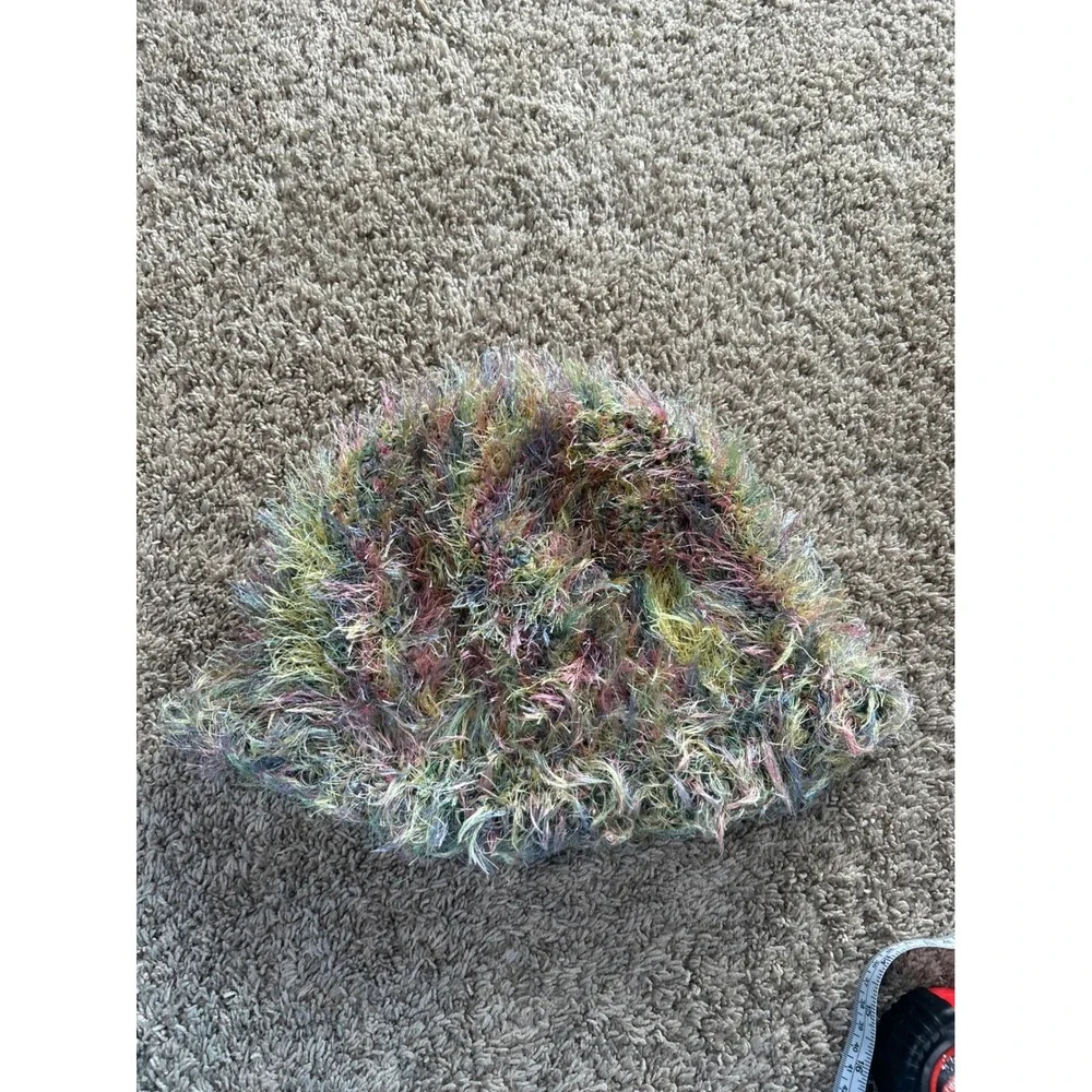 Multicolor‎ Fuzzy Eyelash Yarn Bucket Hat Shaggy Boho Eclectic Y2K Festival